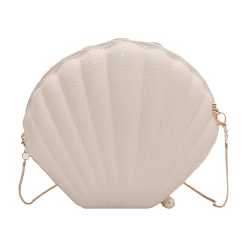Amagogo Umhängetasche in Muschelform. Trendige, modische Umhängetasche mit Kette für das Pendeln im Frühling, Beige von Amagogo