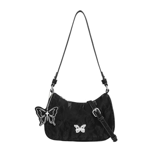 Amagogo Unterarmtasche für Damen mit Schmetterlingsdekor, weich, trendig, Schultertasche für Partys und die Arbeit, Schwarz von Amagogo