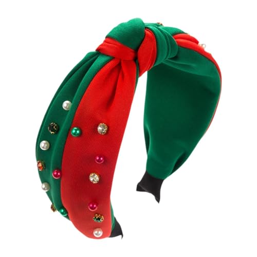 Amagogo Weihnachts-Stirnband, Weihnachts-Haarband, breites, modisches Foto, Weihnachts-Kopfbedeckung, Kopfschmuck für Partyzubehör für Frauen, Grün Rot von Amagogo