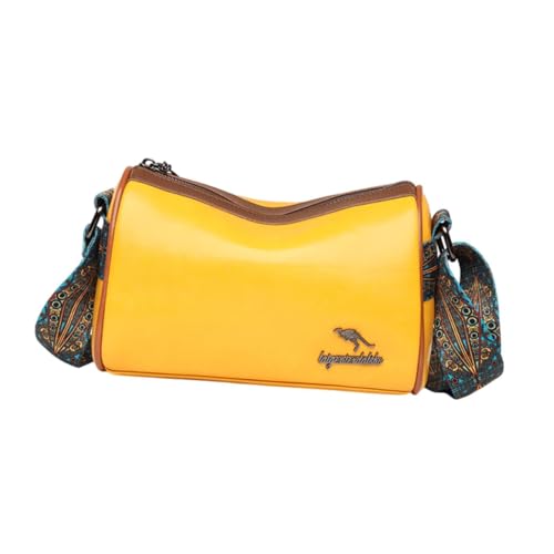 Amagogo Women Crossbody Tasche Verstellbares breites Riemen Mode weiblich pu mit Reißverschluss Lady Handtasche Reise Geldbeutel für Geburtstagsgeschenk, Gelb von Amagogo