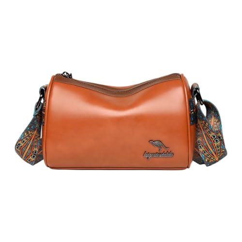 Amagogo Women Crossbody Tasche Verstellbares breites Riemen Mode weiblich pu mit Reißverschluss Lady Handtasche Reise Geldbeutel für Geburtstagsgeschenk, Hellbraun von Amagogo