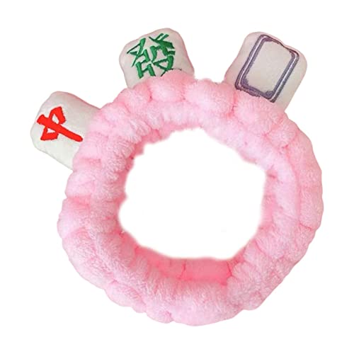 Mode Mahjong Make-up SPA Stirnband Elastische Plüsch Flanell Nette Kopf Wrap Haar Zubehör Haarband Waschen Kosmetik Mädchen Frauen, Rosa von Amagogo