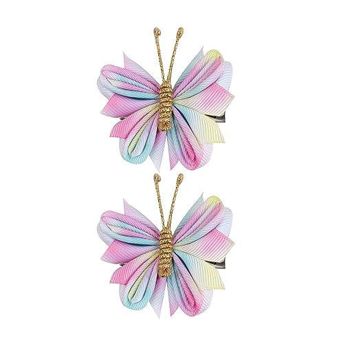 Amagogo 2 Stück Schmetterlings-Haarspangen, Schmetterlings-Haarklammern für Damen und Mädchen, Haarschmuck, Haarnadeln für Party, Geburtstag, Geschenke, Rosa-blau mit Gewinde von Amagogo