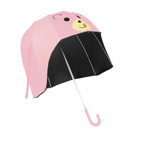Stockschirm, Regenschirm mit langem Griff, winddichter, gerader Regenschirm mit starkem Rahmen, Sonnen- und Regenschirm für unterwegs, ROSA von Amagogo