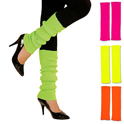Amakando Beinstulpen neonfarben leuchtende Stulpen 80er grün krelle Legwarmer schrille Aerobic Stutzen Fitness Outfit Accessoire 80er-Outfit Zubehör von Amakando