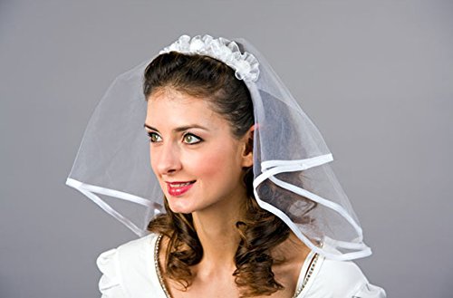 Amakando Brautschleier Haarreifen Braut Kopfschmuck Kopfbügel Braut Schleier Haarreif mit Schleier Hochzeit Haarschmuck von Amakando