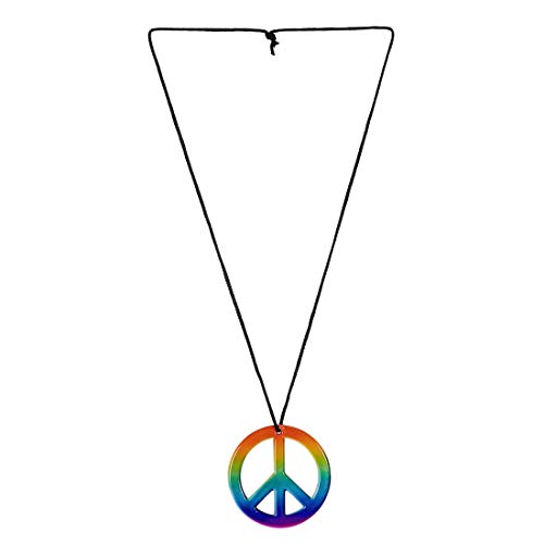 Amakando Bunte Halskette mit Peace-Zeichen/Regenbogenfarben/Kette mit Friedenszeichen für Blumenkinder/Wie geschaffen zu 60er-Party & Schlagermove von Amakando
