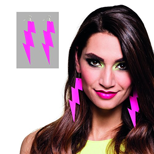 Amakando Creolen Modeschmuck - pink - Neon Blitz Ohrringe 90er Ohrclips Ohrschmuck Mode Ohrstecker Party Outfit Verkleidung Neon Blitz Ohrringe von Amakando