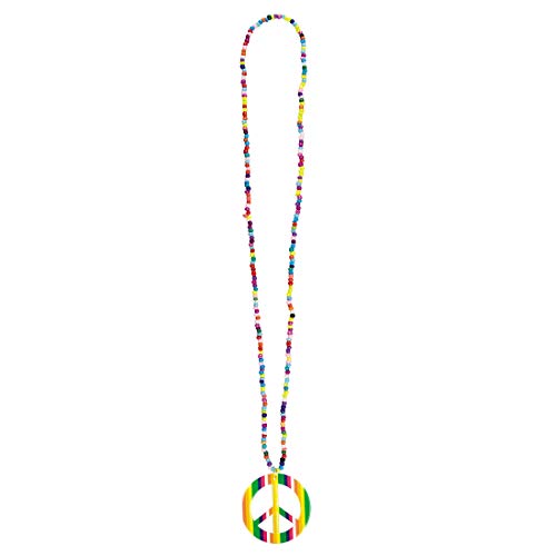 Amakando Farbenfroher Hippie Kette mit Peace-Anhänger neon / 60er Jahre Modeschmuck mit Friedenssymbol/EIN Highlight zu Karneval & Mottoparty von Amakando