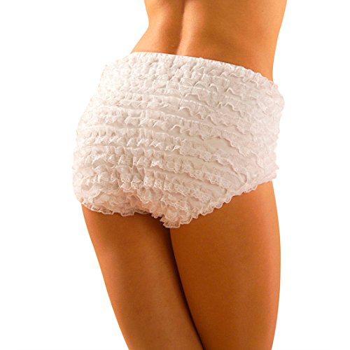 Amakando Hotpants Panty M 38-40 weiß 50er Jahre Rüschenhöschen Burlesque Rüschenslip/Rüschen Panty weiß 50er Jahre von Amakando