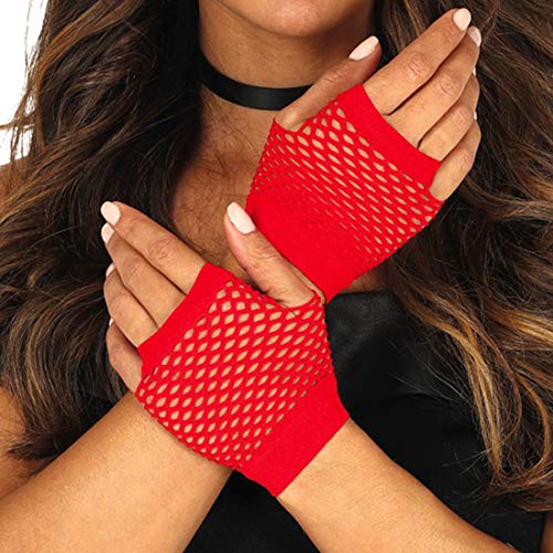 Amakando Knallige Fingerlose Damen-Handschuhe/Rot/Disco Handstulpen neonfarben/EIN Blickfang zu Karneval & 80er-Party von Amakando