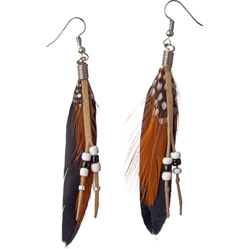 Amakando Ohrringe Indianer Boho Ohrschmuck Bohème Modeschmuck Ethno Ohrhänger Retro Accessoire Federohrringe Hippie von Amakando