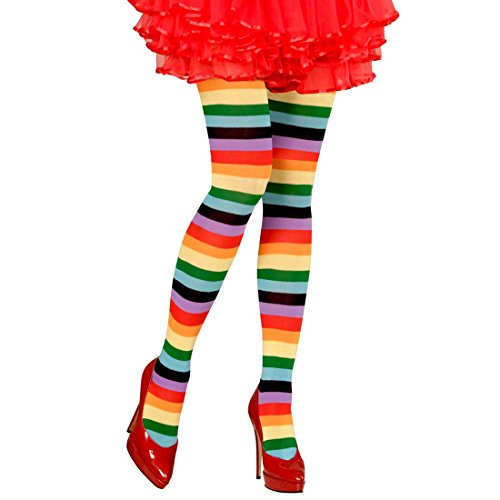 Amakando Regenbogen Strumpfhose Bunte Ringelstrumpfhose bunt Pantyhose Damenstrümpfe Geringelte Damenstrumpfhose Strumphosen Feinstrumpfhosen Nylon Damen Strümpfe von Amakando