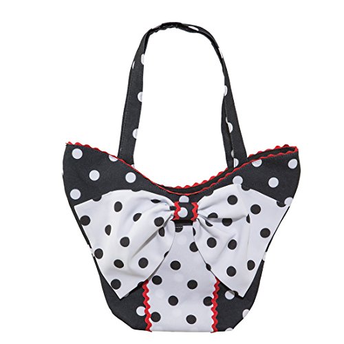 Amakando Rockabilly Handtasche - gepunktet - Damentasche 50er mit Schleife Rockabella Accessoire Rock'n'Roll Kostümzubehör Mini Mouse Zubehör Vintage Tasche Polka Dots von Amakando