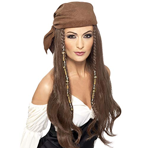 Amakando Zauberhafte Wahrsagerin Perücke mit Bandana/Braun/Faschingsperücke Hellseherin für Damen/Perfekt geeignet zu Fasching & Mottoparty von Amakando