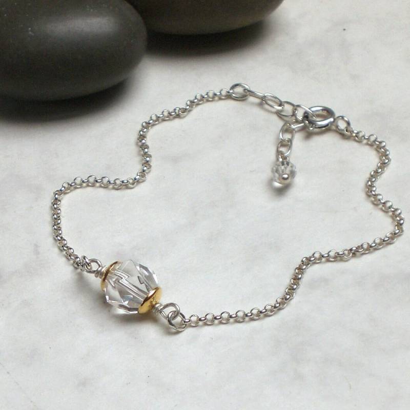 925 Silber Bergkristall Armband Bicolor, Fein Facettiert, Zierliche Armkette Sterlingsilber - A993 925 Silber Bergkristall Armband Bicolor, Fein Facettiert, Zierliche Armkette Sterlingsilber - A993 von AmaleeJewelry