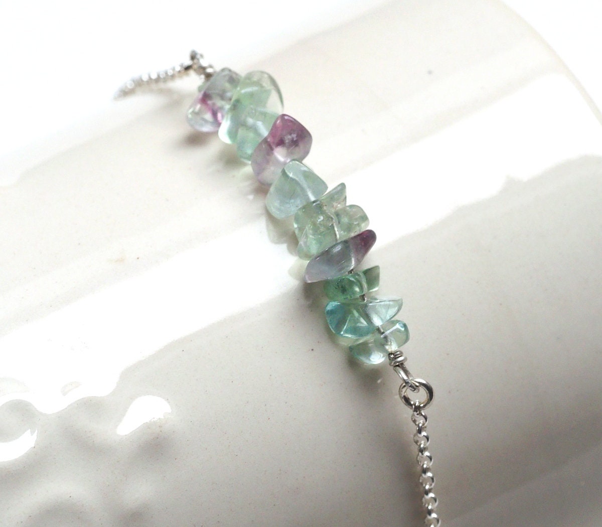 Fluorit Armband Grün 925 Silber, A994 von AmaleeJewelry