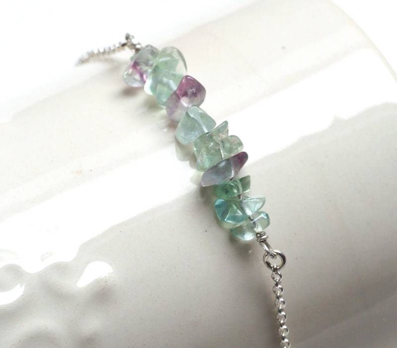 Fluorit Armband Grün 925 Silber, A994 Fluorit Armband Grün 925 Silber, A994 von AmaleeJewelry