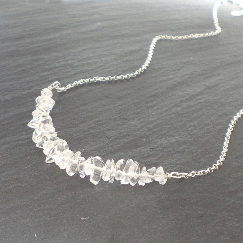 Glitzernde Bergkristall Kette Aus 925Er Silber, Klare Halskette Kristall-Bogen, Sterlingsilber, N973 Glitzernde Bergkristall Kette Aus 925Er Silber, Klare Halskette Kristall-Bogen, Sterlingsilber, N973 von AmaleeJewelry