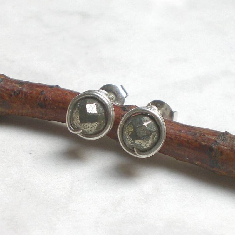 Schlichte Pyrit Ohrstecker 925 Silber - Ohrringe Facettiert Rund | S964 Schlichte Pyrit Ohrstecker 925 Silber - Ohrringe Facettiert Rund | S964 von AmaleeJewelry