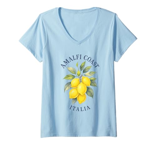Damen Amalfi Coast Lemon Vintage Souvenir für Sommerurlaub T-Shirt mit V-Ausschnitt von Amalfi Coast Italy Lemon Souvenirs