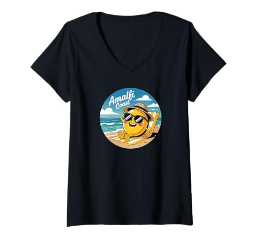 Damen Italien Amalfiküste T-Shirt mit V-Ausschnitt von Amalfi Coast Souvenir Store