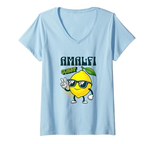 Damen Italien Amalfiküste T-Shirt mit V-Ausschnitt von Amalfi Coast Souvenir Store