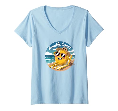Damen Italien Amalfiküste T-Shirt mit V-Ausschnitt von Amalfi Coast Souvenir Store