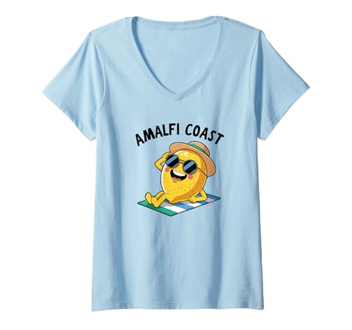Damen Italien Amalfiküste T-Shirt mit V-Ausschnitt von Amalfi Coast Souvenir Store