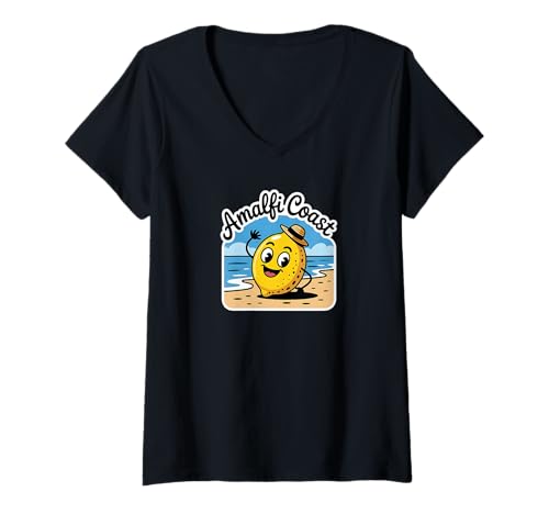 Damen Italien Amalfiküste T-Shirt mit V-Ausschnitt von Amalfi Coast Souvenir Store