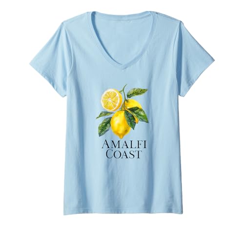 Damen Italien Amalfiküste T-Shirt mit V-Ausschnitt von Amalfi Coast Souvenir Store