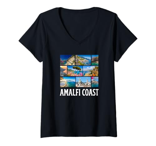 Damen Italien Amalfiküste T-Shirt mit V-Ausschnitt von Amalfi Coast Souvenir Store
