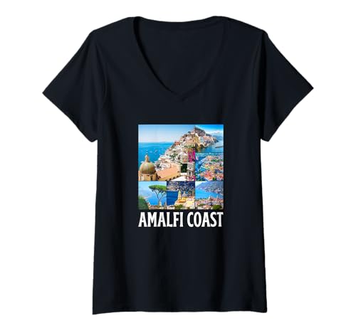 Damen Italien Amalfiküste T-Shirt mit V-Ausschnitt von Amalfi Coast Souvenir Store