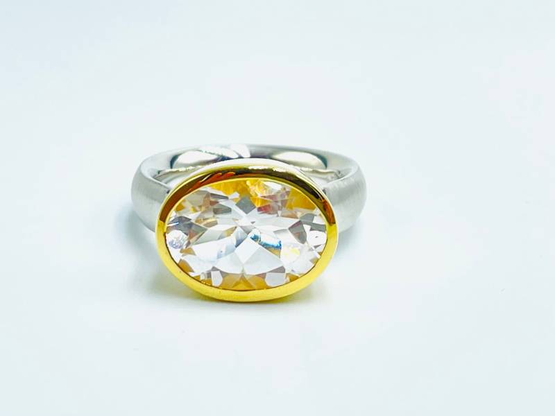 Bergkristall Ring Silber Bicolor von AmaliaTavaresSchmuck