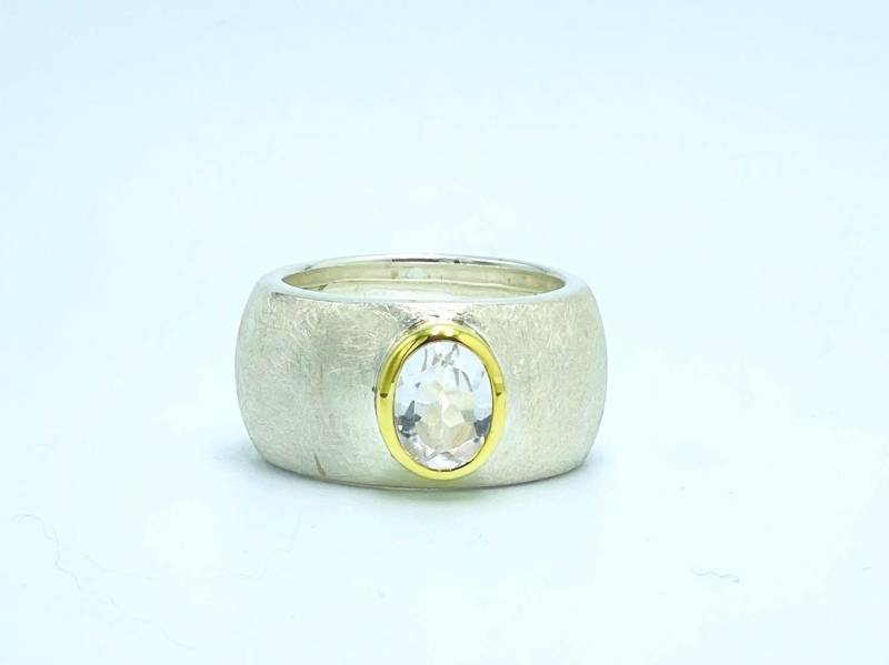 Bergkristall Silber Ring Bicolor, Rechteck Bergkristall Silber Ring Bicolor, Rechteck von AmaliaTavaresSchmuck