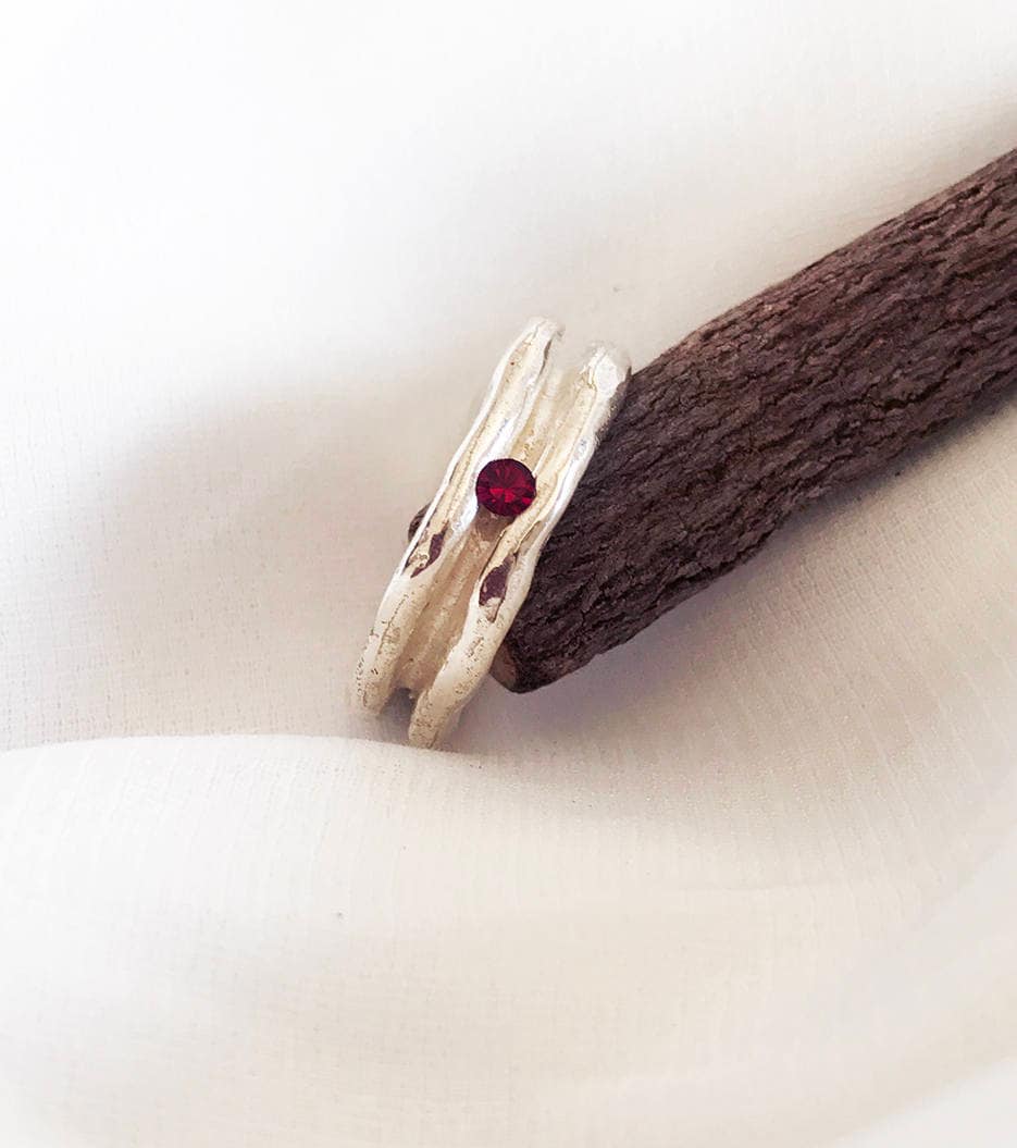 Bio Unisex Ring. Sterling Silber Wildfluss Ring Mit Rubin. Ooak Verlobungsring von Amallias
