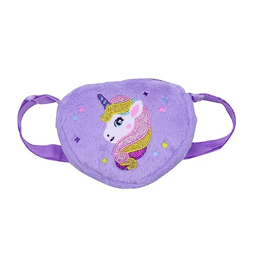 Amamcy Kleine Mädchen Einhorn Crossbody Geldbörse Kunstfell Einhorn Schulter Geldbörse Messenger Bag Brusttasche Einhorn Geschenk für Mädchen, Plüsch Einhorn Solid Purle, Einheitsgröße von Amamcy