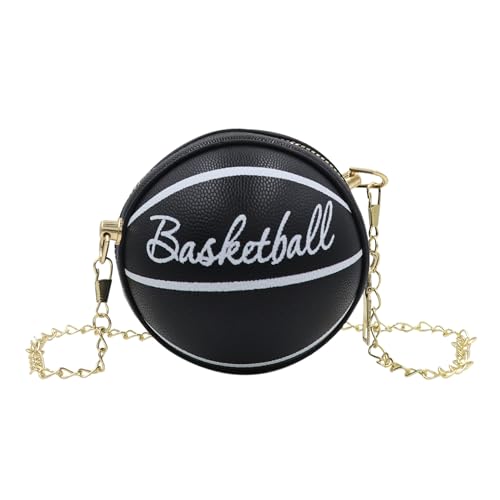 Amamcy Kleine Mädchen Niedliche Geldbörse Basketball Baseball Form Geldbörse Bunte Mini Runde Ball Crossbody Geldbörse Schultertasche für Mädchen, Basketball schwarz, Einheitsgröße von Amamcy