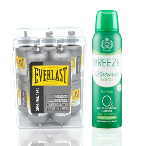 Everlast Duschset für Körper und Haar, Mini-Größe 10 x 20 ml + Breeze Natural Essence Deodorant Spray The Green - Amami BEAUTY Everlast Duschset für Körper und Haar, Mini-Größe 10 x 20 ml + Breeze Natural Essence Deodorant Spray The Green - Amami BEAUTY von Amami BEAUTY