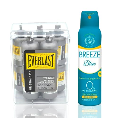 Everlast Set Gym 10 Mini Size Shampoo für Körper und Haare 20 ml, Breeze Men Deodorant Spray Blue 150 ml - Amami BEAUTY Everlast Set Gym 10 Mini Size Shampoo für Körper und Haare 20 ml, Breeze Men Deodorant Spray Blue 150 ml - Amami BEAUTY von Amami BEAUTY