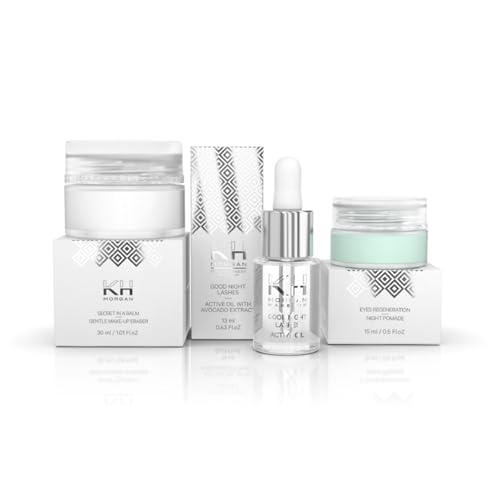 KH Morgan Set für Nachtpflege, Make-up-Entferner 30 ml, aktives Wimpernöl 13 ml, regenerierende Augen-Salbe 15 ml – Skincare Reisegröße – Amami BEAUTY von Amami BEAUTY