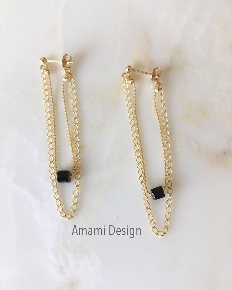 14K Gold Gefüllt Mit Onyx Ohrringe 14K Gold Gefüllt Mit Onyx Ohrringe von AmamiDesign
