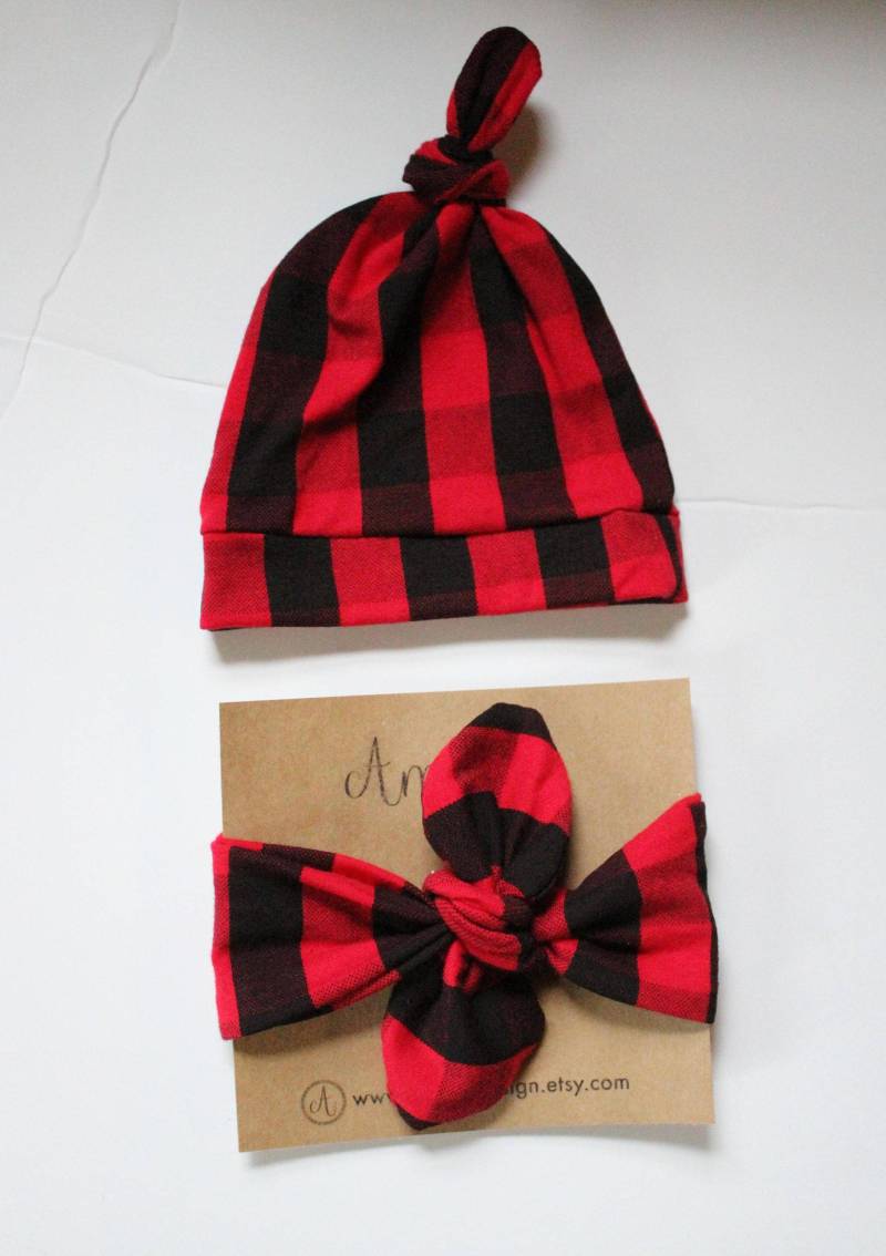 Buffalo Plaid Knoten Stirnbänder, Holzfäller-Stirnband, Herbst Stirnband, Weihnachtsgeschenk, Weihnachtsfotos, Mommy & Me Passende Stirnbänder von AmanaDesign