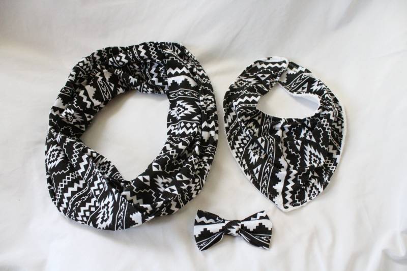 Mama & Sohn Passende Schals, Bandanna Lätzchen Schal, Schwarze Aztec Fliege, Baby Mütze, Foto Prop, Mix Und Match von AmanaDesign