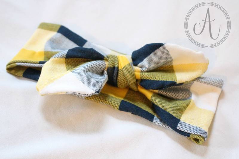 Marine Und Gelb Karierten Stirnband Hut, Mütze, Haarknoten Stirnband, Bruder Schwester Set, Haarband, Mama & Mir, Mutter Sohn von AmanaDesign