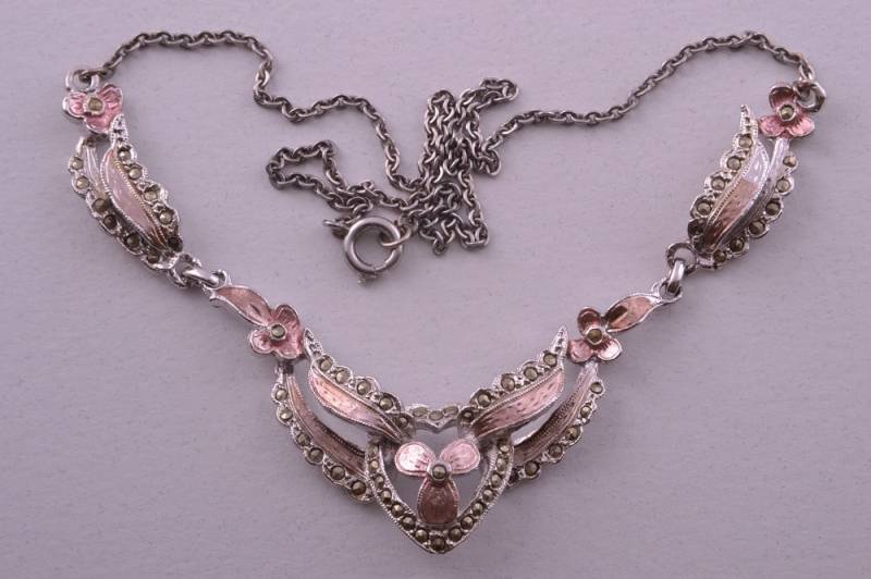 Rhodinierte 50Er Jahre Kette Mit Markasit | 535R Rhodinierte 50Er Jahre Kette Mit Markasit | 535R von AmandaApplebyShop