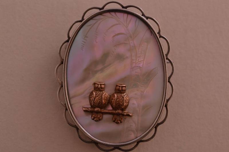 Silber Vintage Eule Brosche Mit Mutter-Von-Perle | 914Y4 Silber Vintage Eule Brosche Mit Mutter-Von-Perle | 914Y4 von AmandaApplebyShop