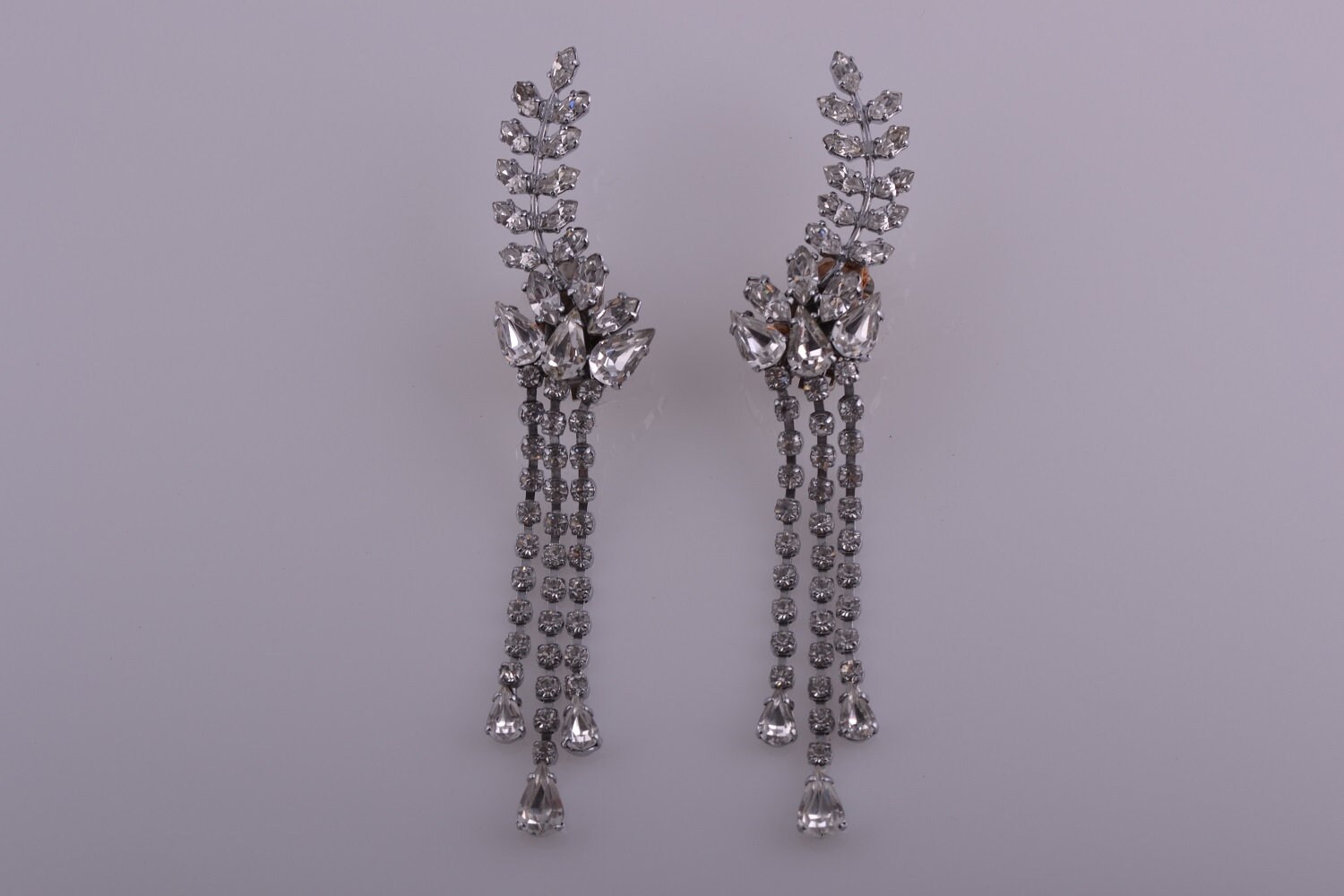 Vintage Lange Quasten Ohrclips Mit Weißer Paste | 819Z von AmandaApplebyShop