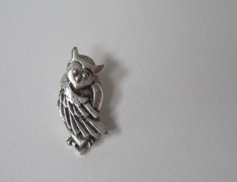 Eule Pin Handgefertigte Silber Einzigartige Geschenk Wise Owl Unisex Handgefertigt Von Der Natur Inspiriert von AmandaSchoppel