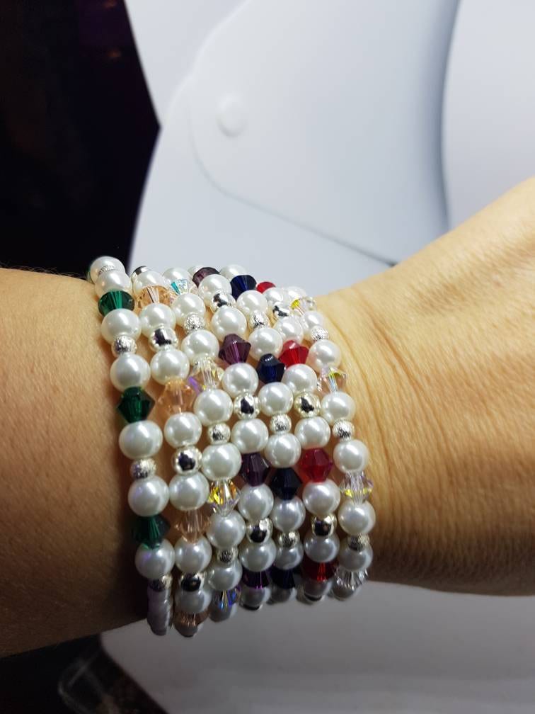 Braut/Brautjungfern Perle Glas Und Swarowski Kristallarmband Braut/Brautjungfern Perle Glas Und Swarowski Kristallarmband von Amandastrinketsuk